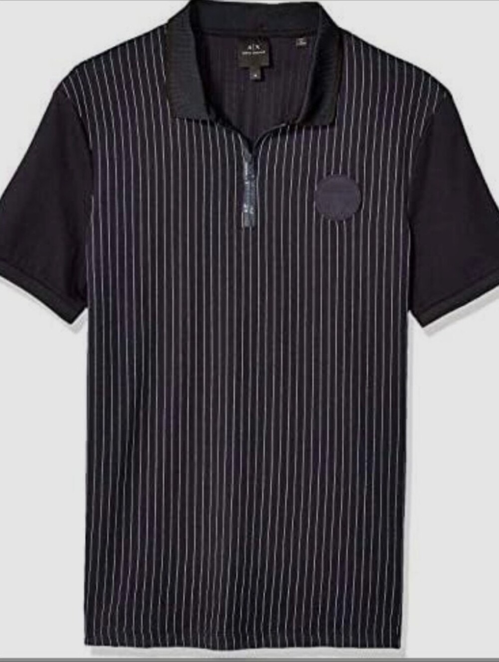 A/X Armani Exchange Black Polo with White Pinstripes